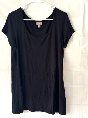 NWOT J. Jill Black Scoop Neck Elliptical Stretch Tee Tunic SZ M